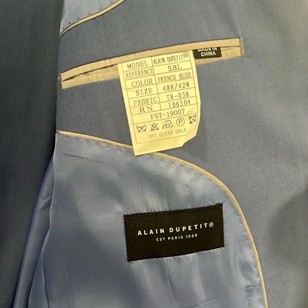 Men's Classic Two-Button Blue Suit Jacket - Unbranded - Picture 3 of 3